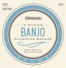 D'Addario EJ69 5-String Banjo Strings, Phosphor Bronze, Light, 9-20