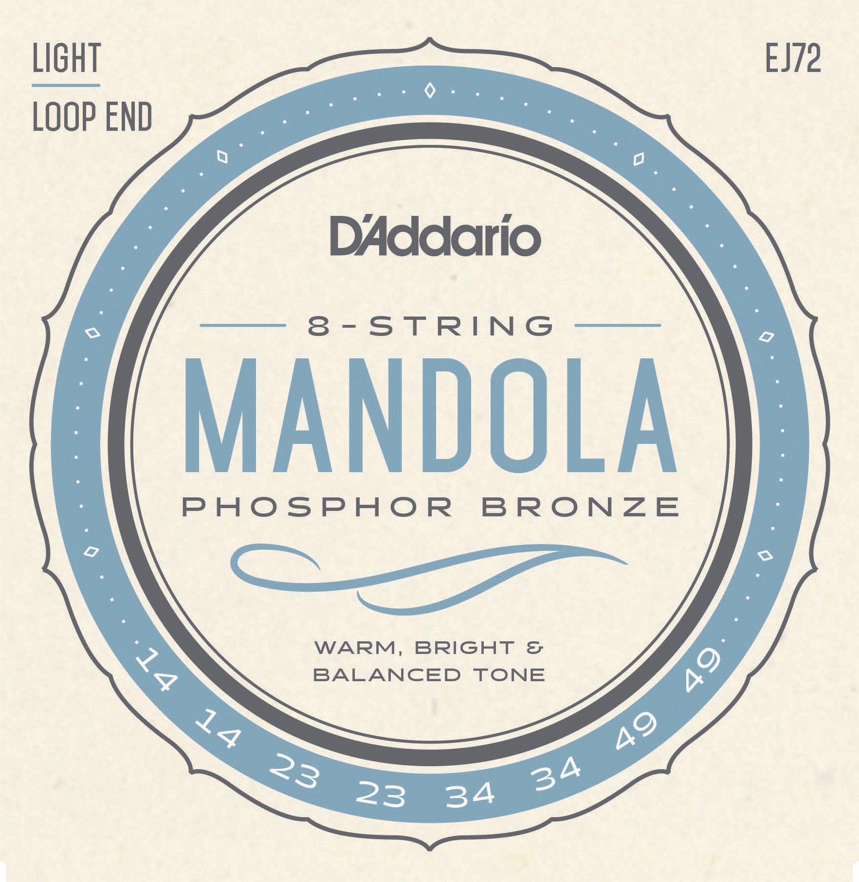 D'Addario EJ72 Phosphor Bronze Mandola Strings, Light, 14-49