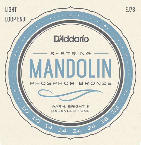 D'Addario EJ73 Mandolin Strings, Phosphor Bronze, Light, 10-38