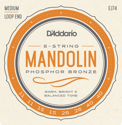 D'Addario EJ74 Mandolin Strings, Phosphor Bronze, Medium, 11-40