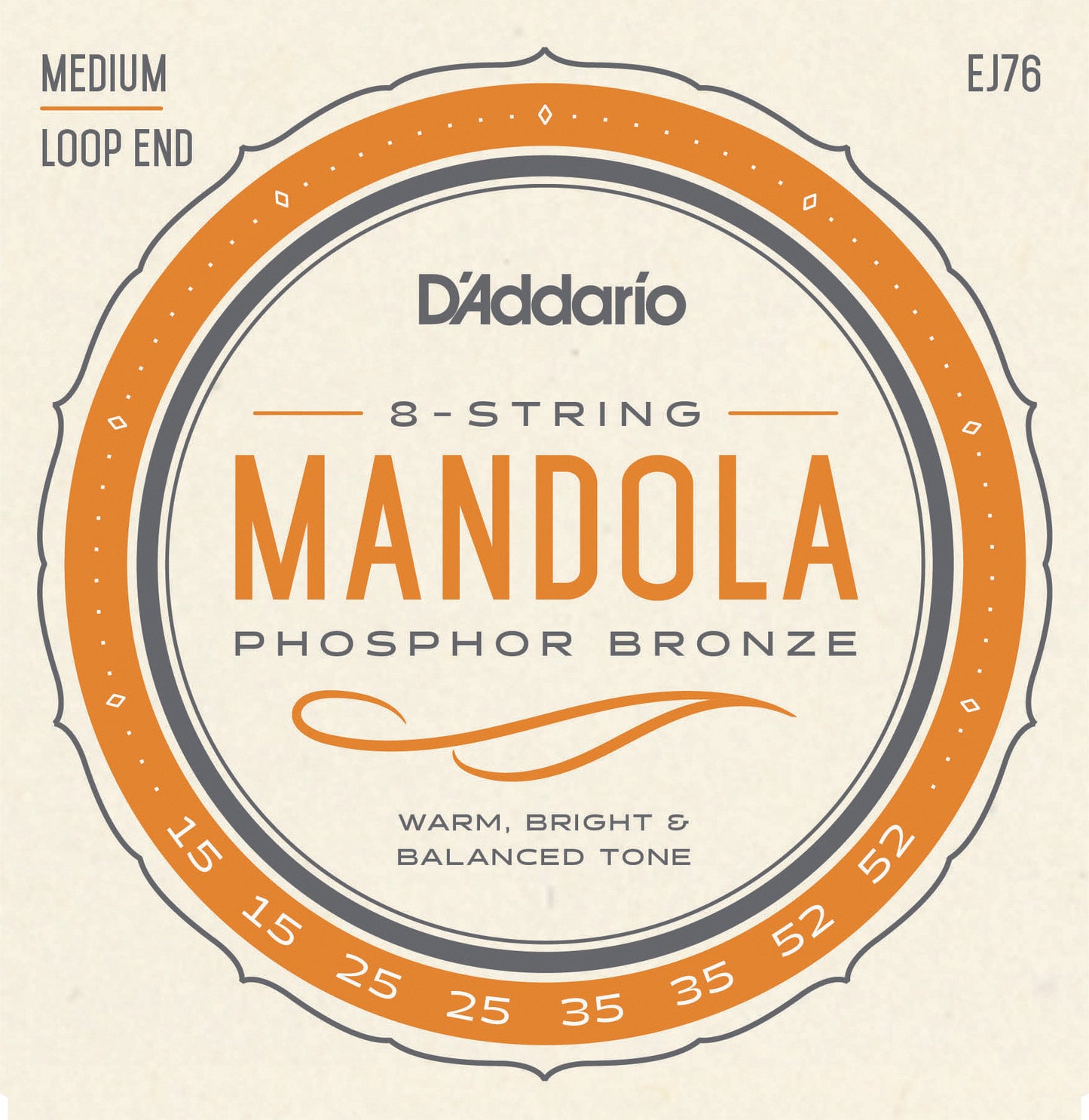 D'Addario EJ76 Phosphor Bronze Mandola Strings, Medium, 15-52