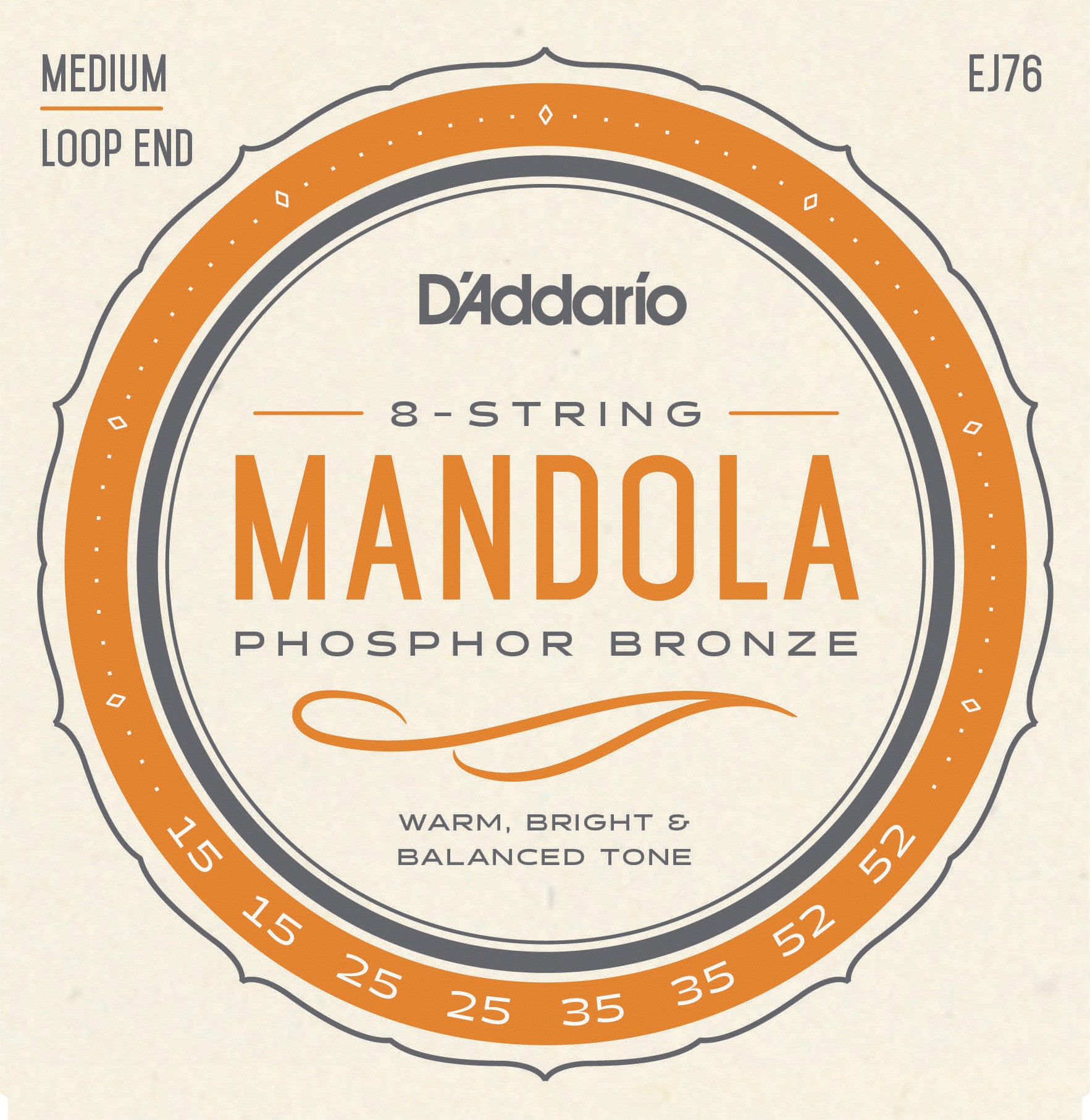 D'Addario EJ76 Phosphor Bronze Mandola Strings, Medium, 15-52