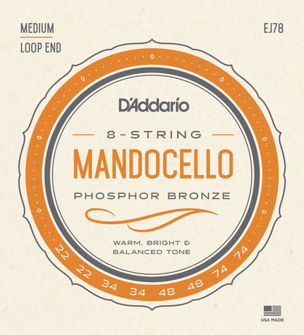 D'Addario J78 Phosphor Bronze Mandocello Strings, 22-74