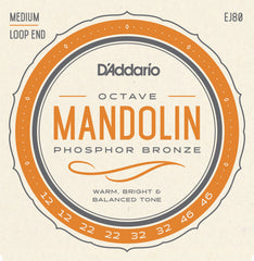 D'Addario EJ80 Phosphor Bronze Octave Mandolin Strings, Medium, 12-46
