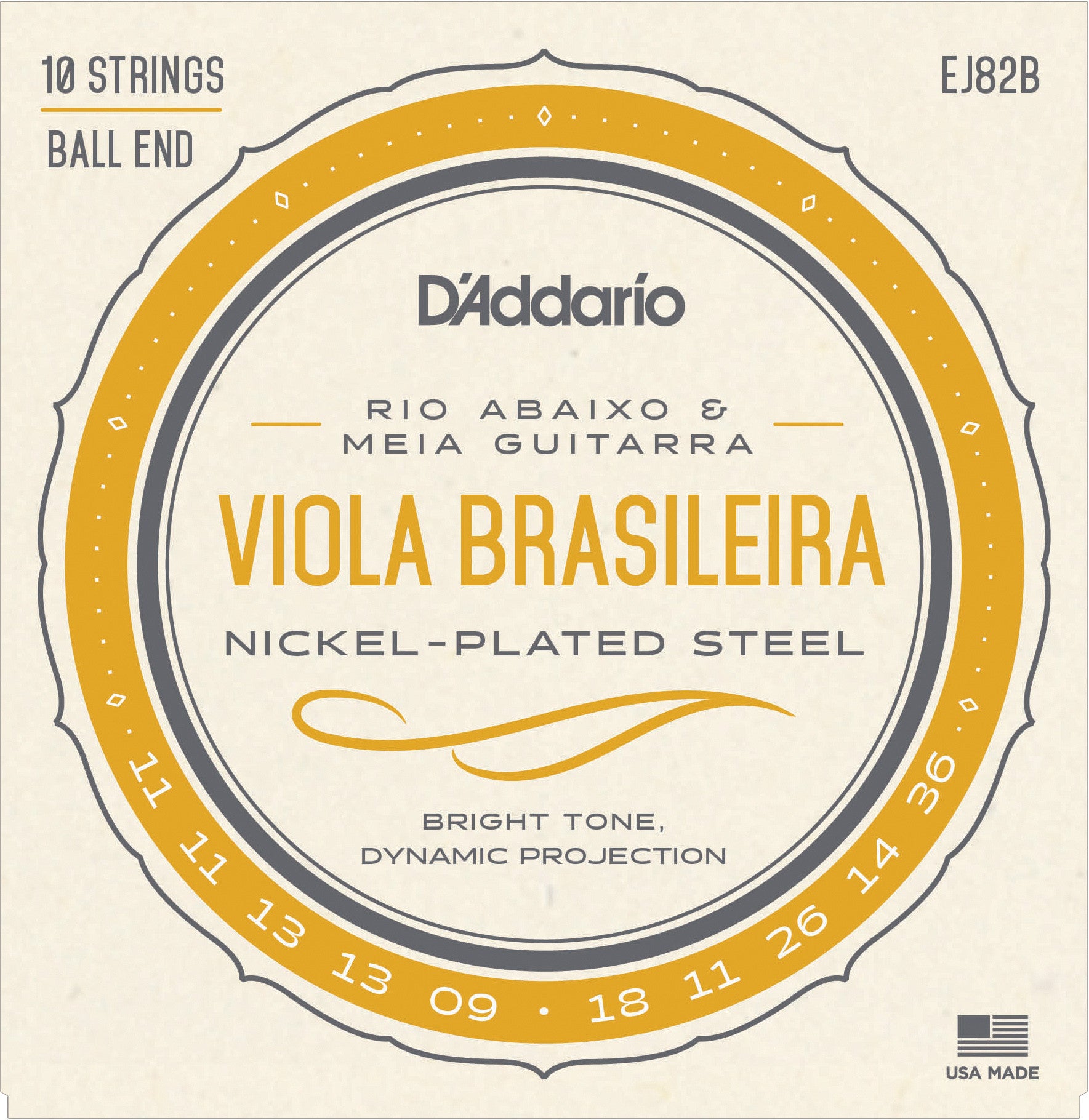 D'Addario EJ82B Viola Brasileira Set, Rio Abaixo and Meia Guitarra