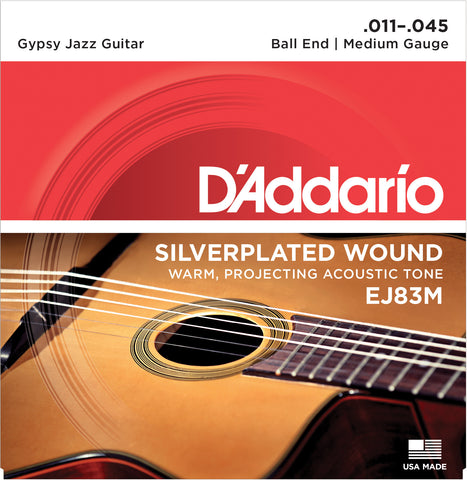 D'Addario EJ83M Gypsy Jazz Acoustic Guitar Strings, Ball End, Medium, 11-35