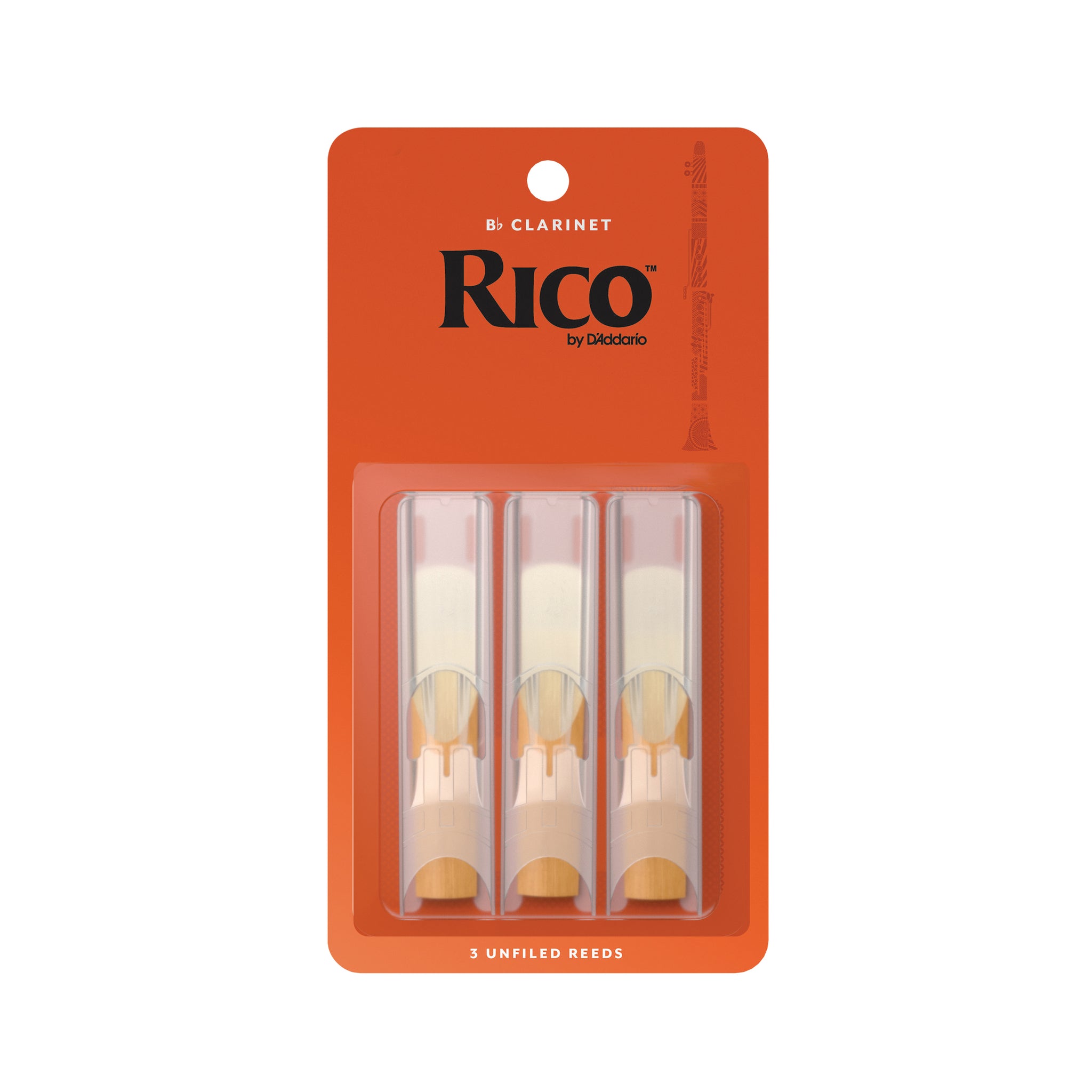 Rico by D'Addario Bb Clarinet Reeds, Strength 3.5, 3-pack