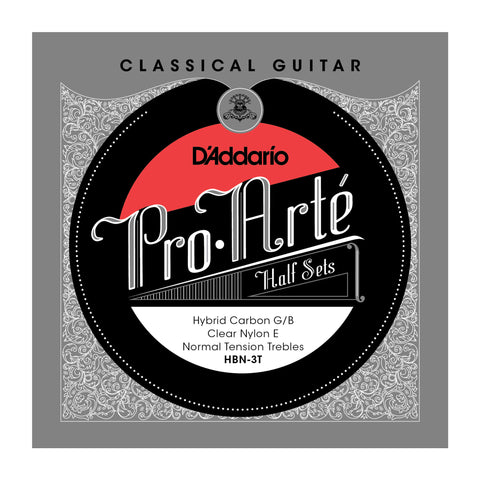 D'Addario HBN-3T Pro-Arte Hybrid Carbon G/B Classical Guitar Half Set, Normal Tension