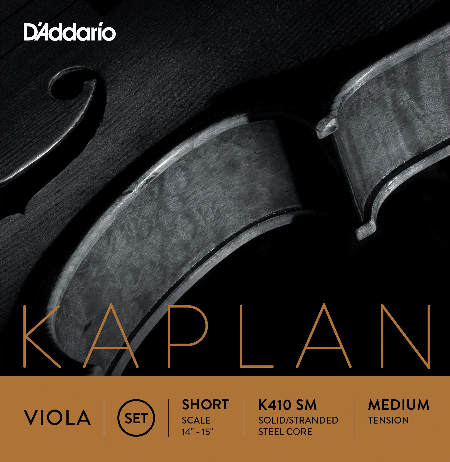 D'Addario Kaplan Viola String Set, Short Scale, Medium Tension