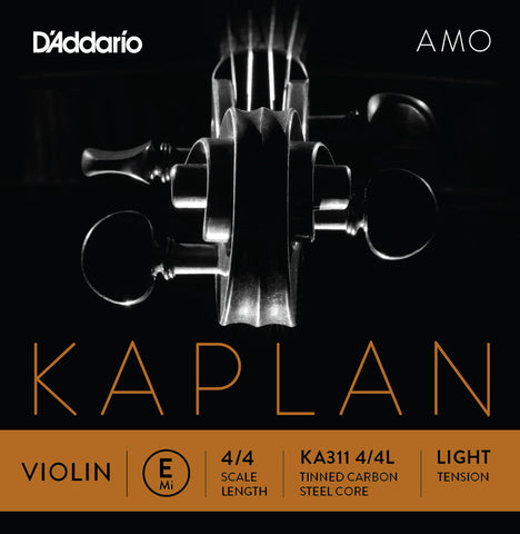 D'Addario Kaplan Amo Violin E String, 4/4 Scale, Light Tension