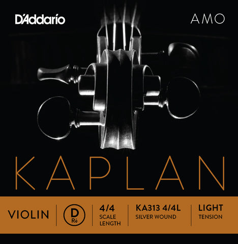 D'Addario Kaplan Amo Violin D String, 4/4 Scale, Light Tension