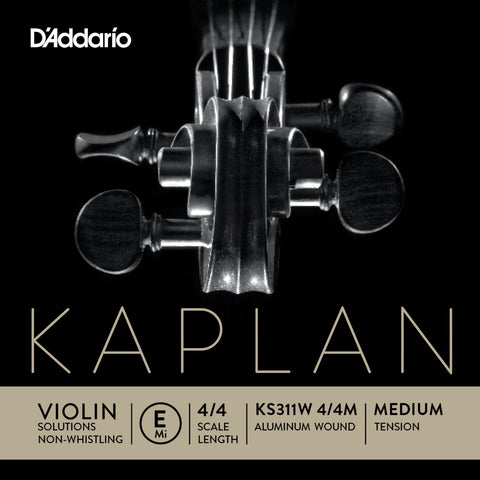 D'Addario Kaplan Non-Whistling Violin Aluminum Wound E String, 4/4 Scale