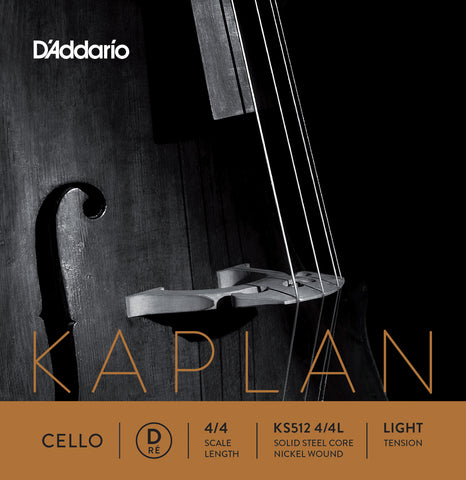D'Addario Kaplan Cello Single D String, 4/4 Scale, Light Tension