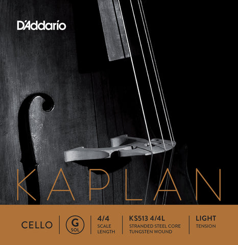 D'Addario Kaplan Cello Single G String, 4/4 Scale, Light Tension