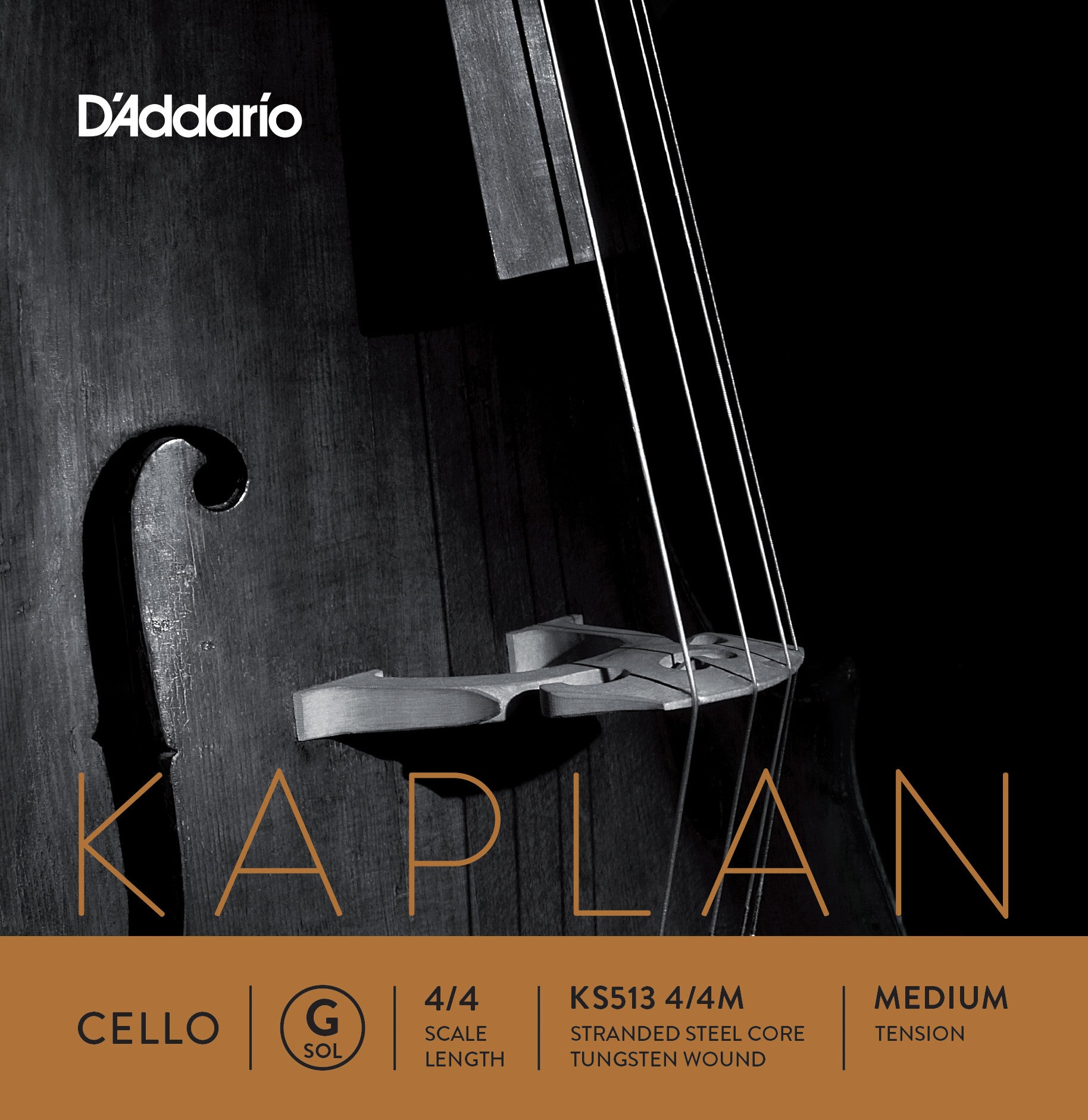 D'Addario Kaplan Cello Single G String, 4/4 Scale, Medium Tension
