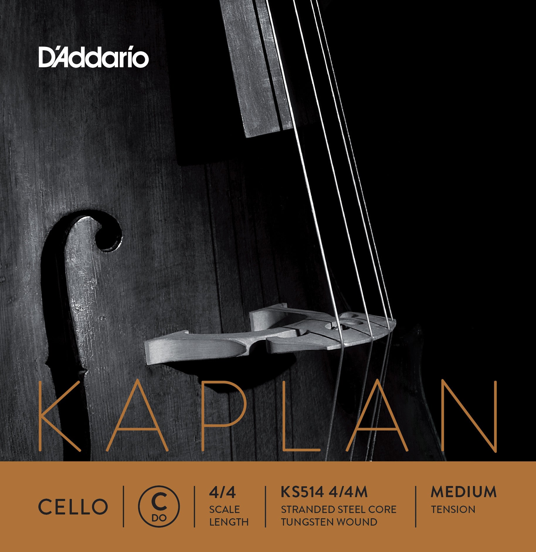 D'Addario Kaplan Cello Single C String, 4/4 Scale, Medium Tension
