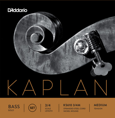 D'Addario Kaplan Solo Double Bass String Set, 3/4 Scale, Medium Tension