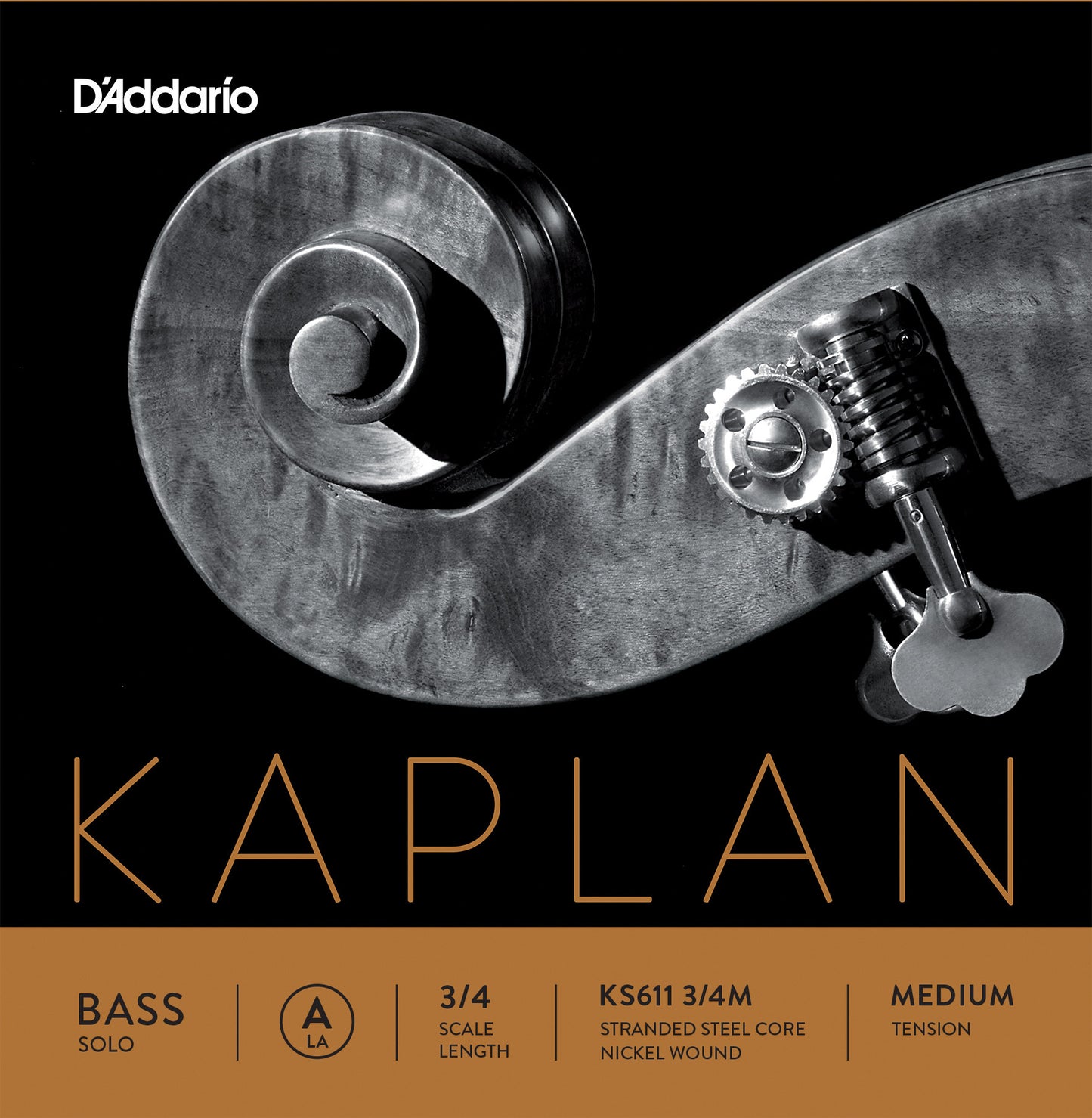 D'Addario Kaplan Solo Double Bass A String, 3/4 Scale, Medium 