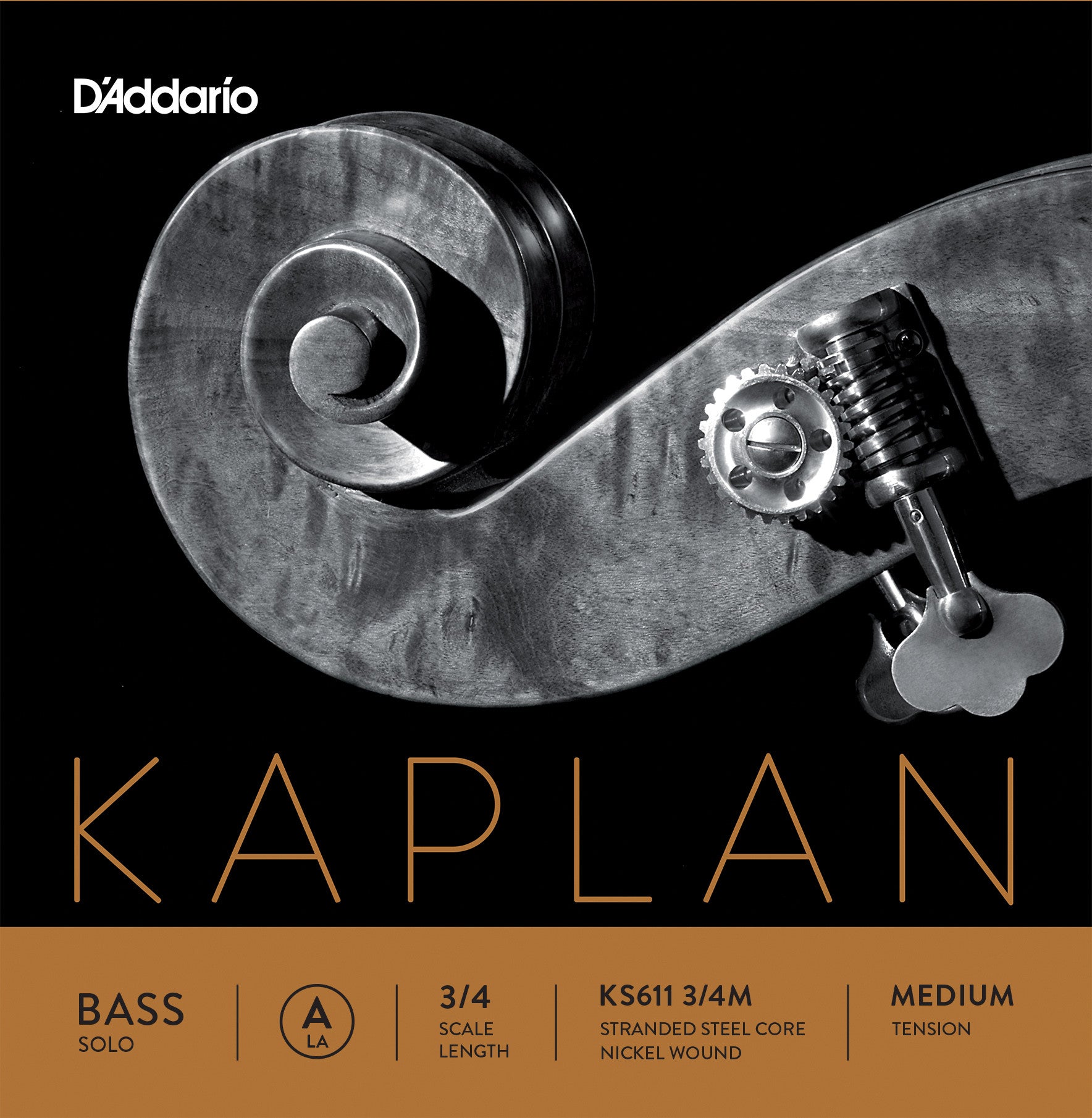 D'Addario Kaplan Solo Double Bass A String, 3/4 Scale, Medium 