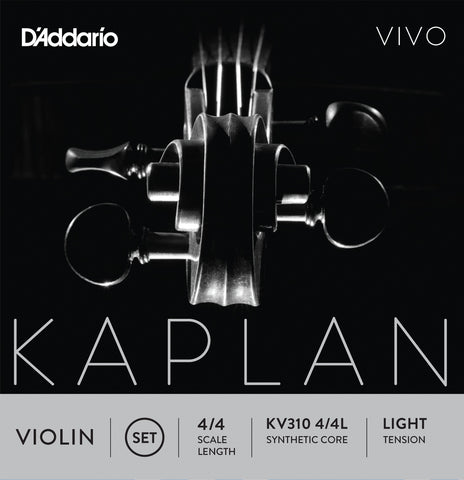 D'Addario Kaplan Vivo Violin String Set, 4/4 Scale, Light Tension