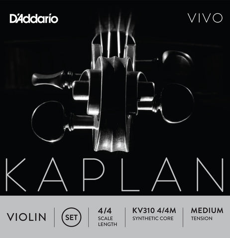 D'Addario Kaplan Vivo Violin String Set, 4/4 Scale, Medium Tension