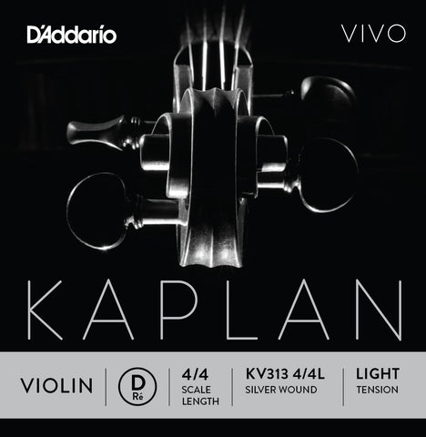 D'Addario Kaplan Vivo Violin D String, 4/4 Scale, Light Tension