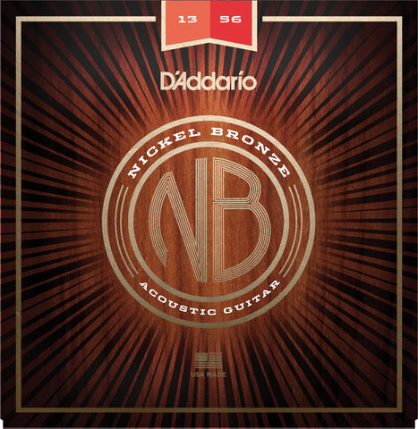 D'Addario NB1356 Nickel Bronze Acoustic Guitar Strings, Medium, 13-56