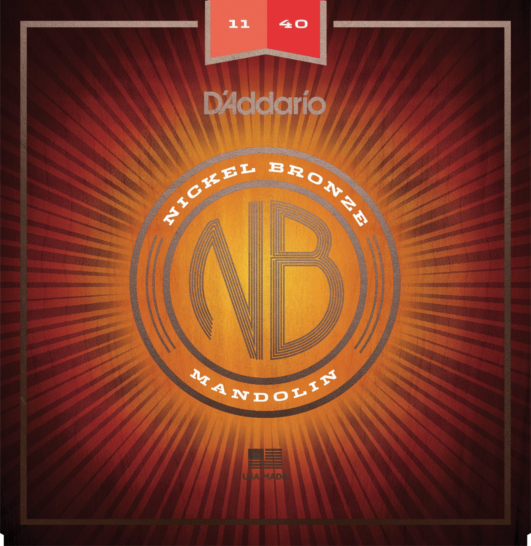 D'Addario NBM1140 Nickel Bronze Mandolin Strings, Medium, 11-40