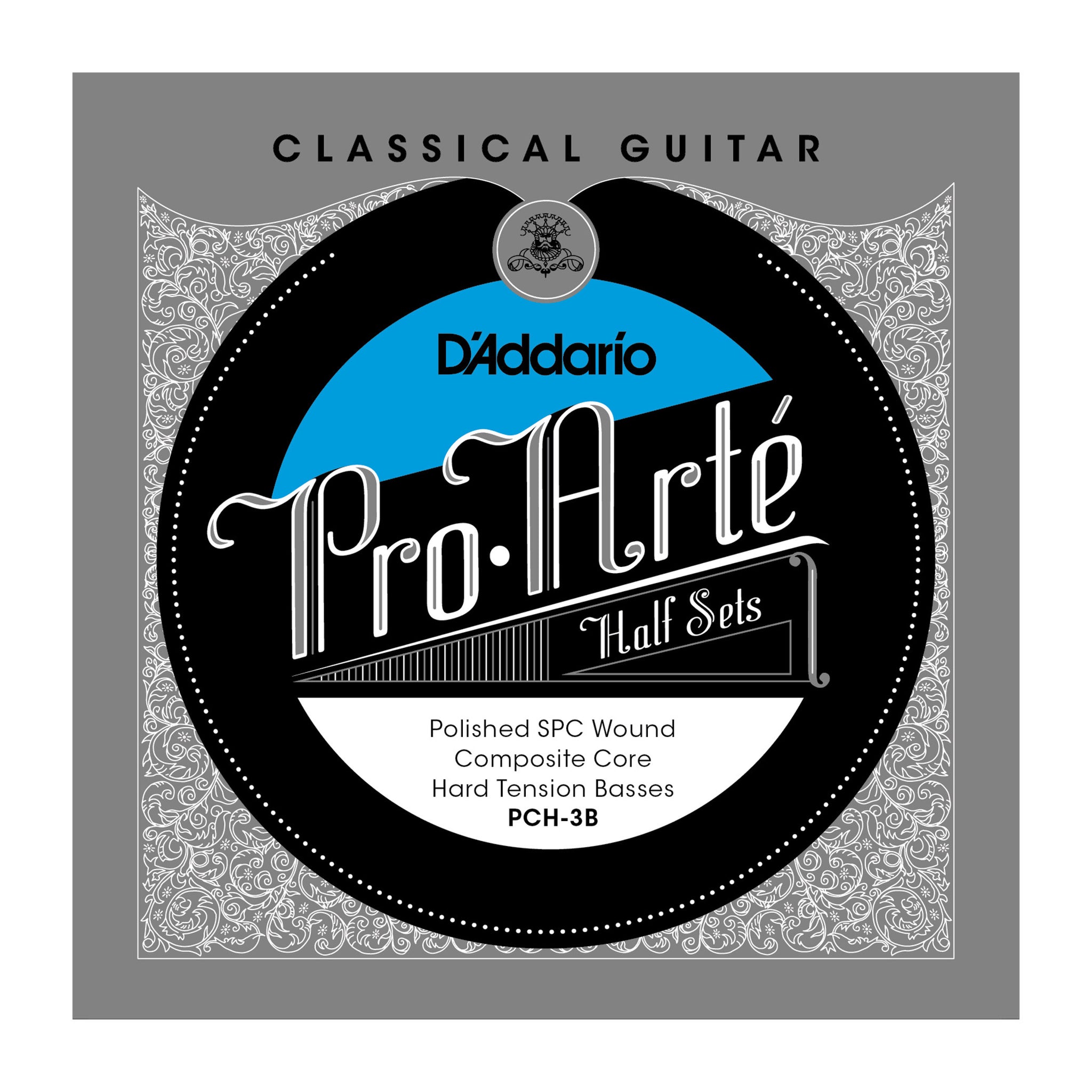 D'Addario PCH-3B Pro-Arte Semi-Polished Silver Plated Copper on Composite Core Classical Guitar Half Set, Hard Tension