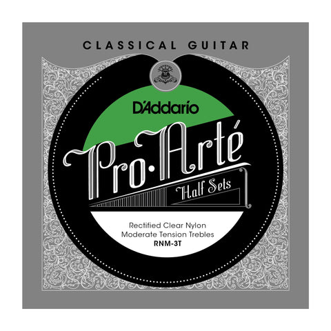 D'Addario RNM-3T Pro-Arte Rectified Clear Nylon Classical Guitar Half Set, Moderate Tension