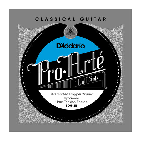 D'Addario SDH-3B Pro-Arte Silver Plated Copper on Composite Dynacore Classical Guitar Half Set, Hard Tension