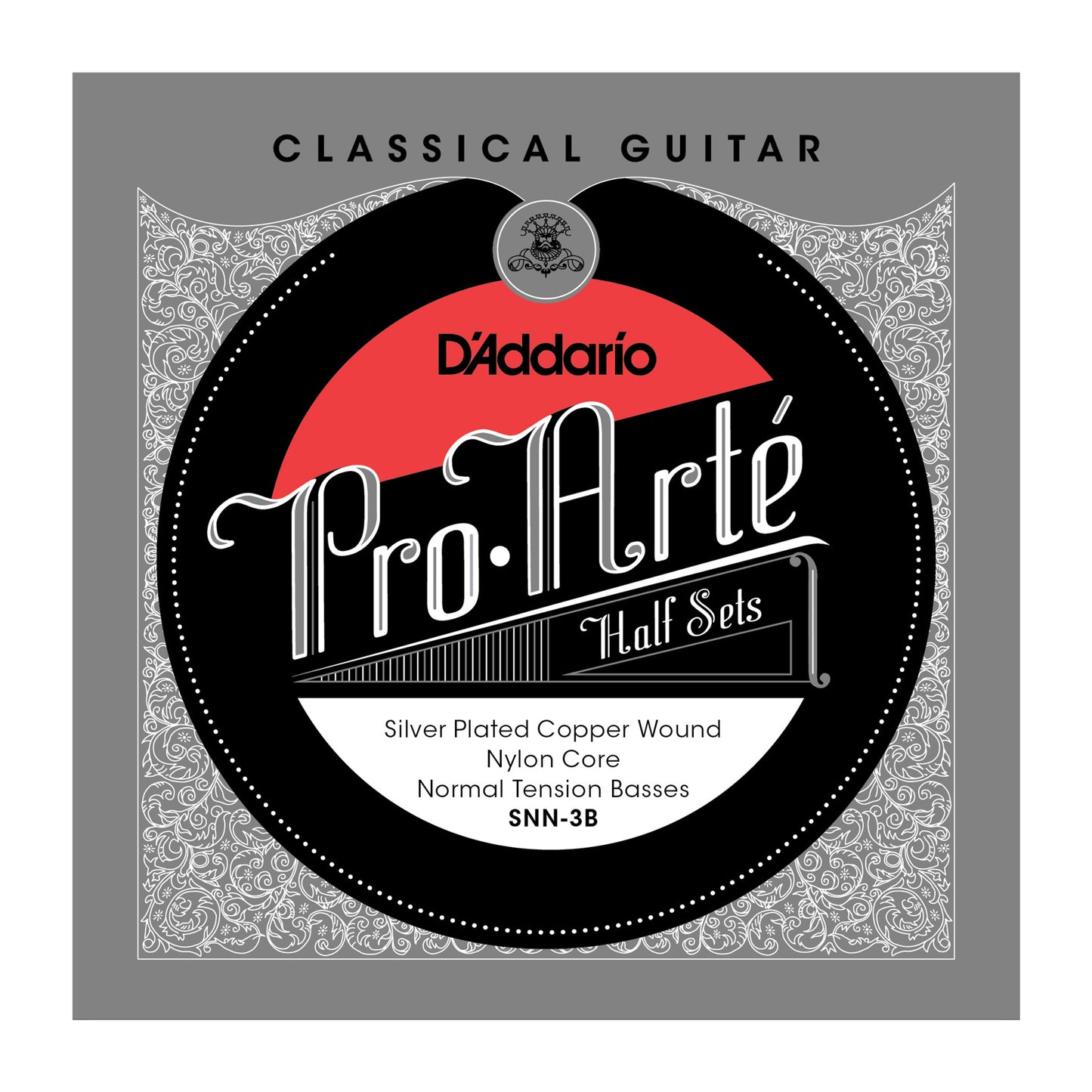 D'Addario SNN-3B Pro-Arte Silver Plated Copper on Nylon Core Classical Guitar Half Set, Normal Tension