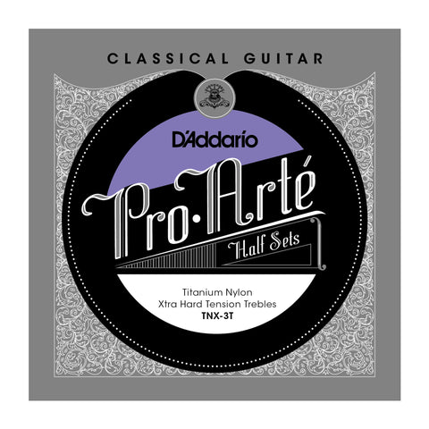 D'Addario TNX-3T Pro-Arte Titanium Nylon Classical Guitar Half Set, Extra Hard Tension